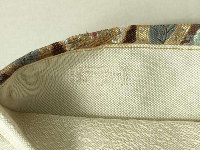 平和屋着物●六通柄袋帯　紹巴　地紙草花文　金糸　正絹　逸品　DAAW4481cm 平和屋着物○六通柄袋帯 紹巴 地紙草花文 金糸 正絹 逸品