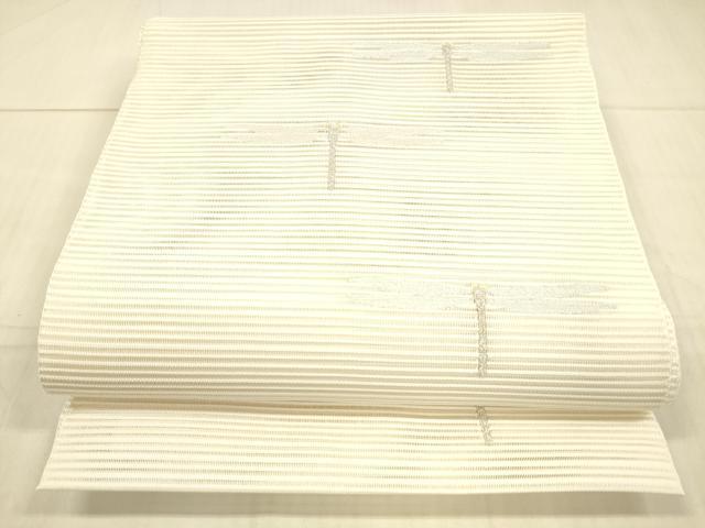 平和屋着物＊夏物　絽綴れ　八寸名古屋帯　蜻蛉　銀糸　正絹　逸品　DAAW4486cm