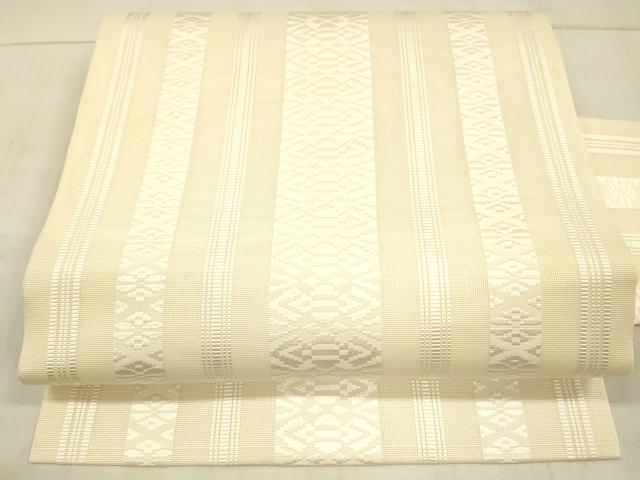 平和屋着物＊夏物　本場筑前博多織　八寸名古屋帯　紗献上　生成り色　正絹　逸品　DAAW4491cm