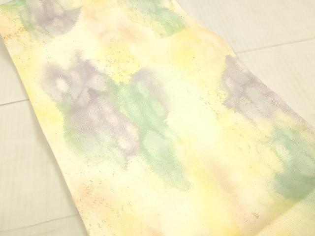 平和屋着物＊夏物　九寸開き名古屋帯　霞文　金糸　正絹　逸品　DAAW4513cm 平和屋着物＊夏物 九寸開き名古屋帯 霞文 金糸 正絹 逸品 DAAW4513cmの