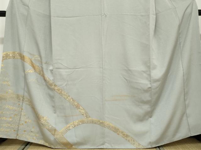 平和屋着物○訪問着 お召地 絞り 青海波 ロング丈 正絹 逸品