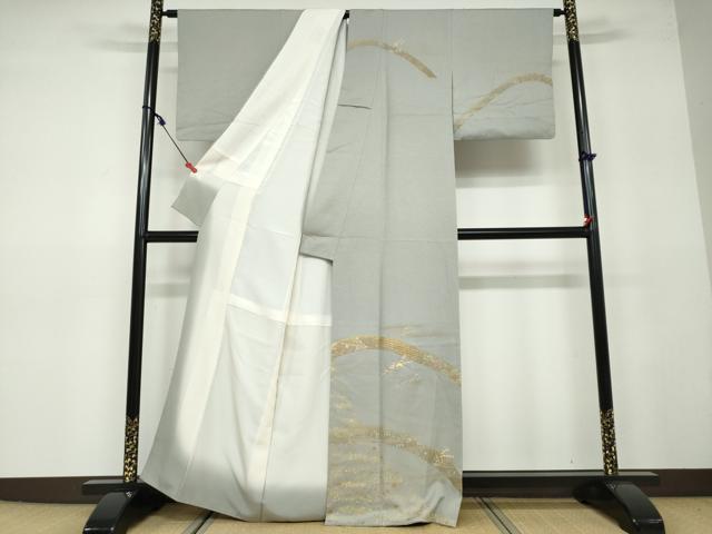 平和屋着物▽京加賀友禅 百貫達雄監修 訪問着 単衣 南天文 正絹 逸品