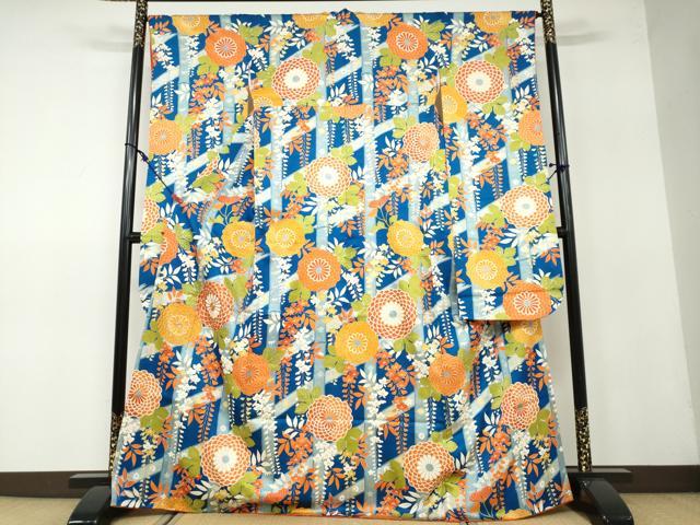 平和屋着物●豪華振袖　駒刺繍　草花文　金彩　正絹　逸品　DAAW5045ud