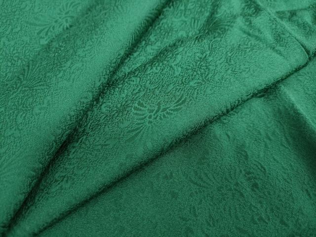 平和屋着物●上質な色無地　鳳凰草花地紋　深緑色　正絹　逸品　未使用　DAAW5096ud