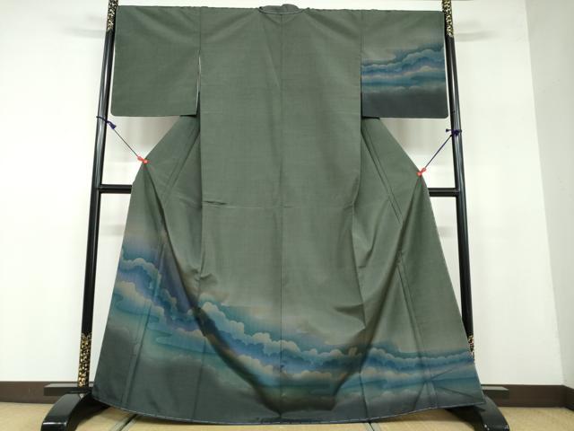 平和屋着物●本場大島紬　訪問着　雲霞文　正絹　逸品　未使用　DAAW5113ud