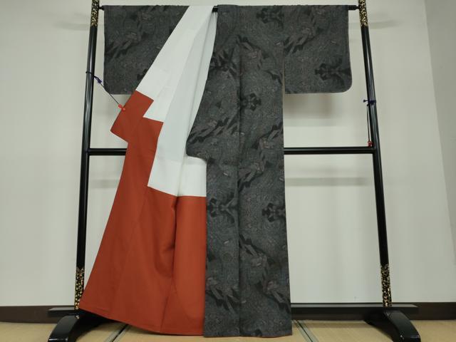 平和屋着物○本場大島紬 9マルキ 花蝶文 正絹 逸品 DAAW5120ud