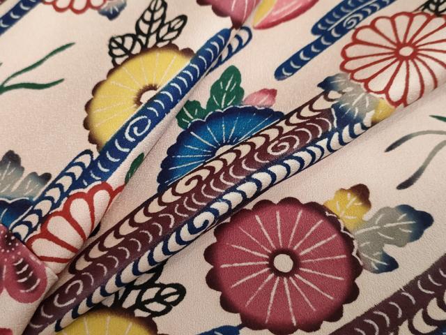 平和屋着物●上質な小紋　紅型　雲霞舞花文　正絹　逸品　DAAW5133ud