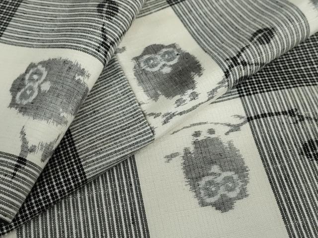 平和屋着物●上質な紬　ふくろう　梟　正絹　逸品　DAAW5177ud