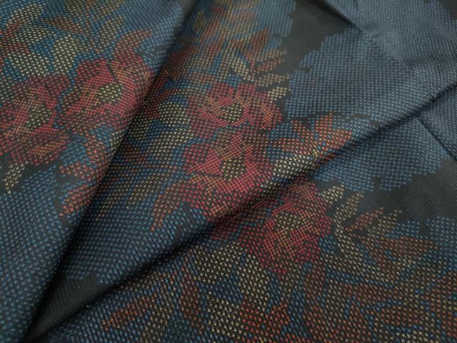 平和屋着物●本場大島紬　7マルキ　雪輪草花文　正絹　逸品　DAAW5191ud