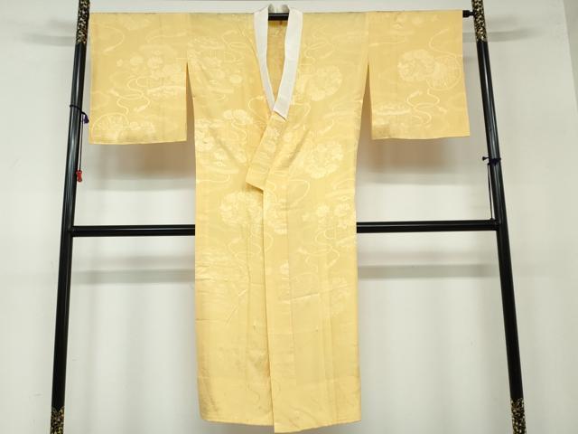 平和屋着物●長襦袢　無双仕立て　貝桶草花地紋　萱草色　正絹　逸品　DAAW5200ud