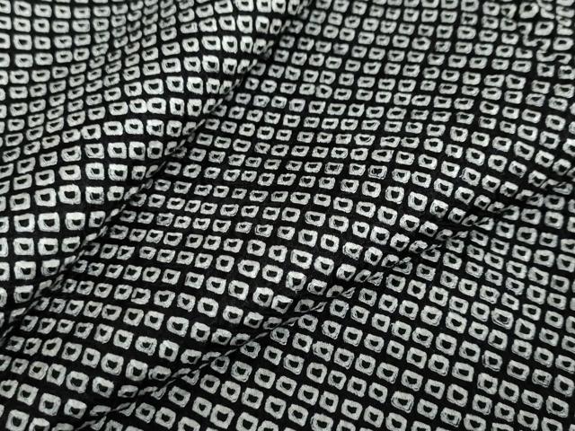 平和屋着物●大変加工の良い総絞り小紋　黒地　正絹　逸品　DAAW5204ud