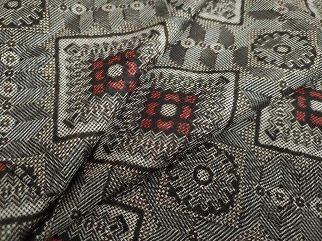 平和屋着物●本場大島紬　龍郷絣　花菱文　正絹　逸品　DAAW5207ud