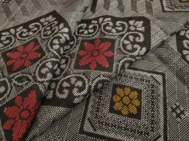 平和屋着物●本場大島紬　龍郷絣　花菱文　正絹　逸品　DAAW5210ud