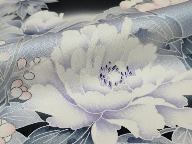 平和屋着物○豪華振袖 草花文 暈し染め 銀彩 正絹 逸品 DAAW5218ud