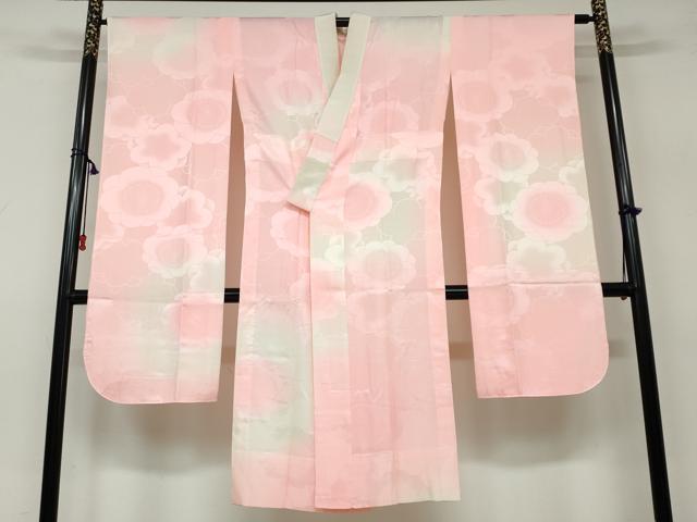 平和屋着物●振袖用長襦袢　無双仕立て　舞梅地紋　暈し染め　正絹　逸品　DAAW5219ud