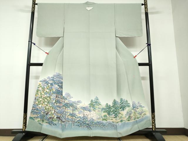 平和屋着物●豪華色留袖　友禅　作家物　流水風景文　暈し染め　正絹　逸品　未使用　DAAW5247ud