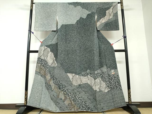 平和屋着物●二代目更甚　江戸更紗　東京染伝統工芸士　金田昇　訪問着　道長洋花文　正絹　逸品　DAAW5261ud