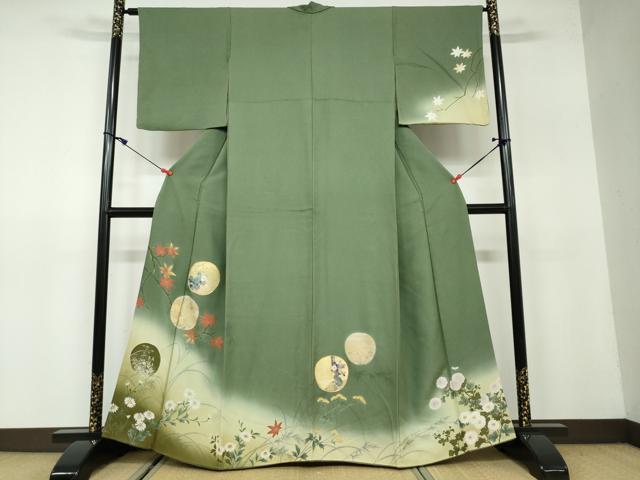 平和屋着物●訪問着　駒刺繍　長寿吉祥文様　暈し染め　金彩　正絹　逸品　DAAW5282ud