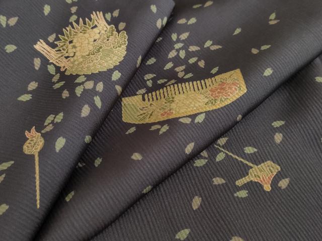 平和屋着物●上質な小紋　舞桜文　簪　金彩　正絹　逸品　DAAW5309ud