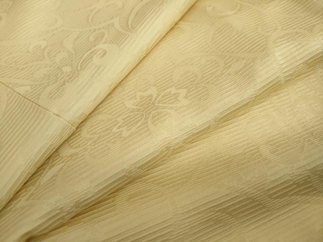 平和屋着物●上質な色無地　洋花地紋　卵色　正絹　逸品　DAAW5311ud