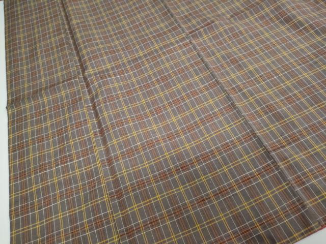 平和屋着物○上質な紬 格子文 正絹 逸品 DAAW5328ud