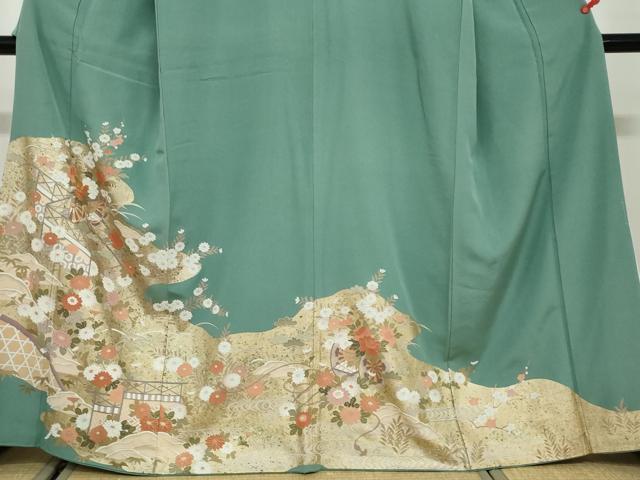 平和屋着物●豪華色留袖　花車文　金彩　正絹　逸品　DAAW5330ud 平和屋着物○豪華色留袖 花車文 金彩 正絹 逸品 DAAW5330ud