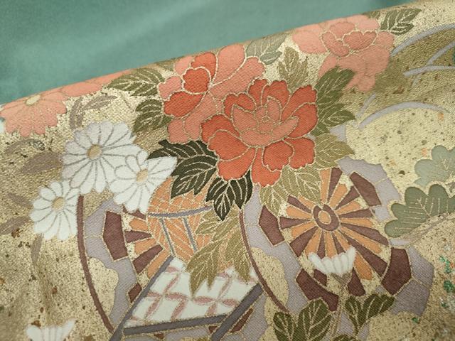 平和屋着物○豪華色留袖 花車文 金彩 正絹 逸品 DAAW5330ud