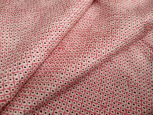 平和屋着物●大変加工の良い総絞り小紋　甚三紅色　正絹　逸品　DAAW5331ud