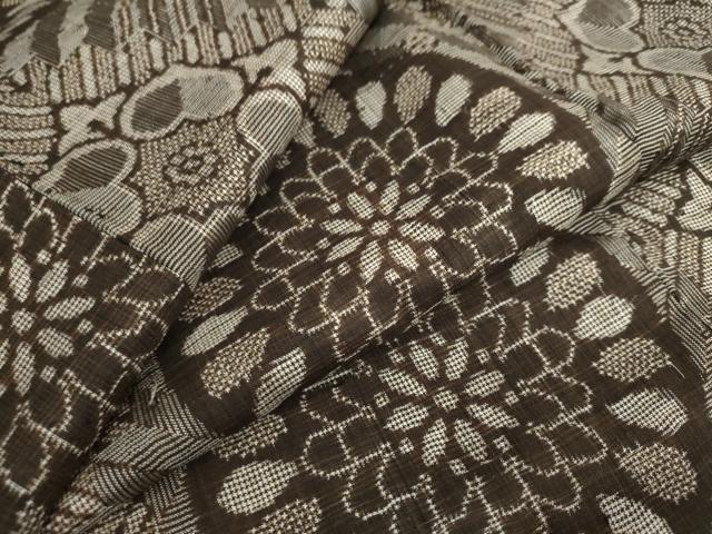 平和屋着物●本場大島紬　龍郷絣　草花丸文　正絹　逸品　DAAW5343ud