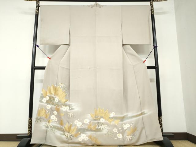 平和屋着物●豪華色留袖　駒刺繍　枝花文　暈し染め　金彩　正絹　逸品　DAAW5370ud