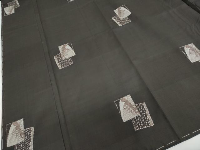 平和屋着物●本場大島紬　9マルキ　地空き　色紙重ね　黒地　正絹　逸品　未使用　DAAW5390ud