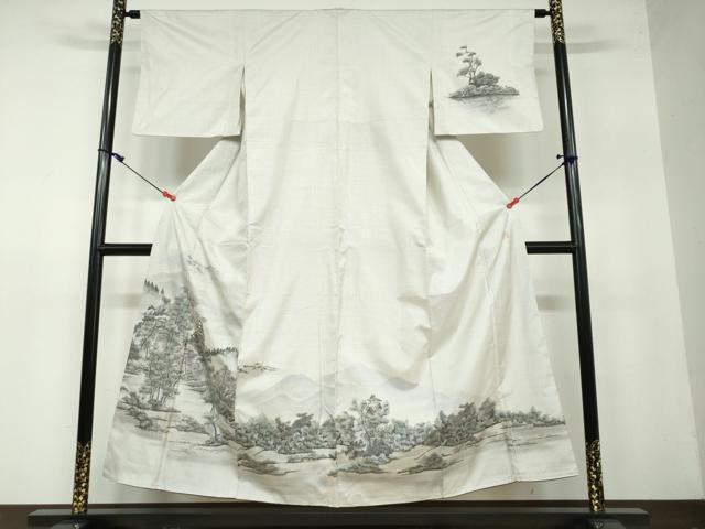 平和屋着物●本場大島紬　訪問着　作家物　遠山風景樹林文　正絹　逸品　DAAW5446ud