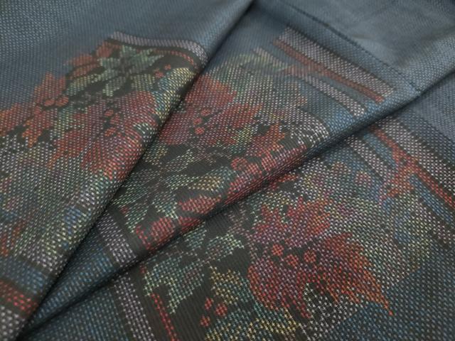 平和屋着物●本場大島紬　7マルキ　草花文　正絹　逸品　ロング丈　未使用　DAAW5447ud