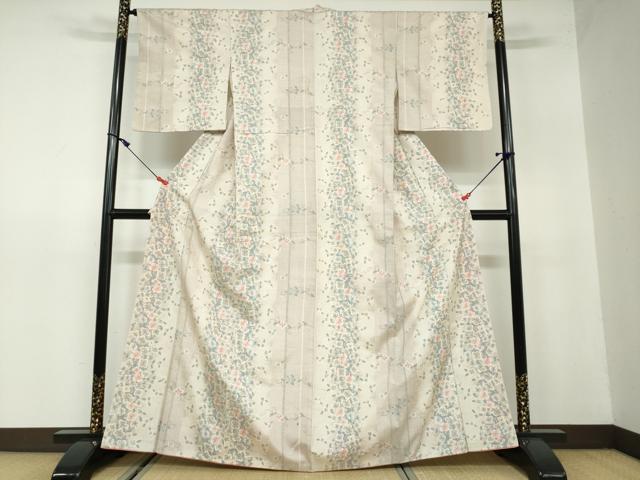 平和屋着物○上質な紬 更紗花唐草間道 正絹 逸品 DAAW5921ud