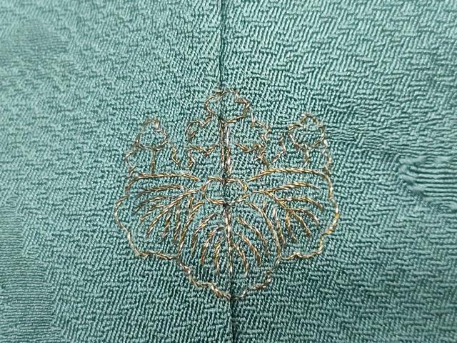 平和屋着物○上質な色無地 風景草花地紋 虫襖色 正絹 逸品