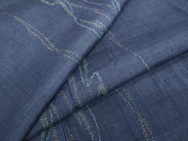 平和屋着物●結城紬　100亀甲　流水文　三越扱い　正絹　逸品　DAAW5474ud