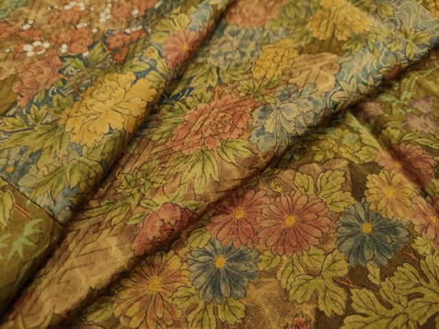 平和屋着物●上質な小紋　紬地　流水草花文　正絹　逸品　未使用　DAAW5503ud