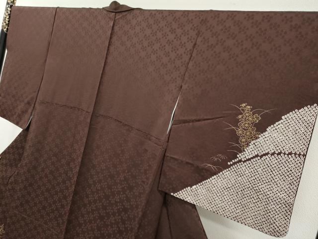 新品正絹訪問着　駒刺繍　御所車草花文　金彩　9( 訪問着、紬、袋帯なども出品) 新品正絹訪問着 駒刺繍 御所車草花文 金彩 9( 訪問着、紬、袋帯など