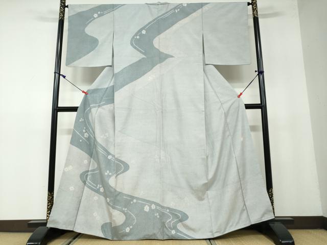 平和屋着物●極上　石川県指定無形文化財　牛首紬　白山工房　手織り　訪問着　絞り　道長舞葉文　正絹　逸品　DAAW5515ud