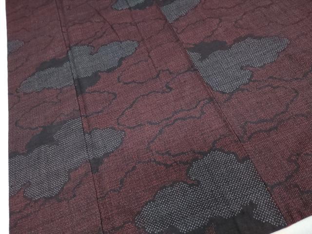 平和屋着物○結城紬 80亀甲 雲霞文 ロング丈 正絹 逸品 DAAW5521ud