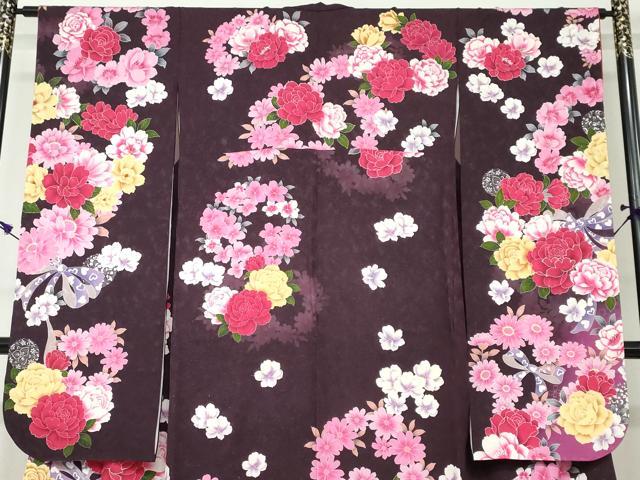 平和屋着物○豪華振袖 草花文 暈し染め 銀通し地 正絹 逸品