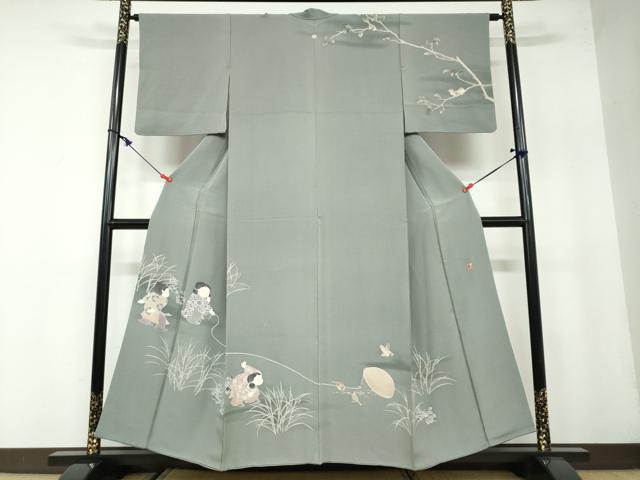 平和屋着物●極上　十日町友禅作家　関口遼一　訪問着　童子遊び　正絹　逸品　DAAW5565ud