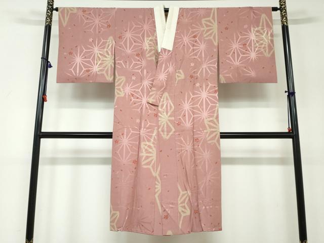 平和屋着物●長襦袢　無双仕立て　麻の葉舞花文　正絹　逸品　DAAW5569ud