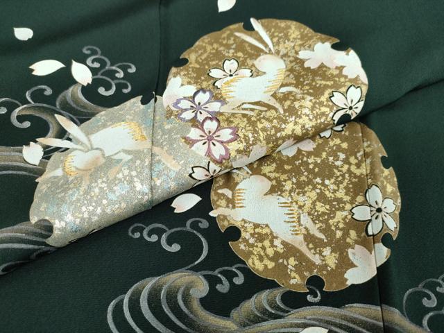 平和屋着物○訪問着 刺繍 雪輪舞桜文 兎 暈し染め 金銀