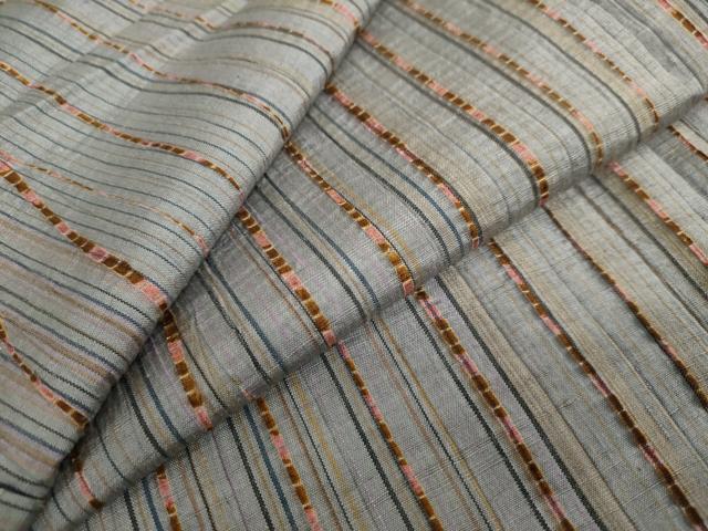 平和屋着物●上質な紬　杢目絞り　変わり縞　正絹　逸品　DAAW5588ud