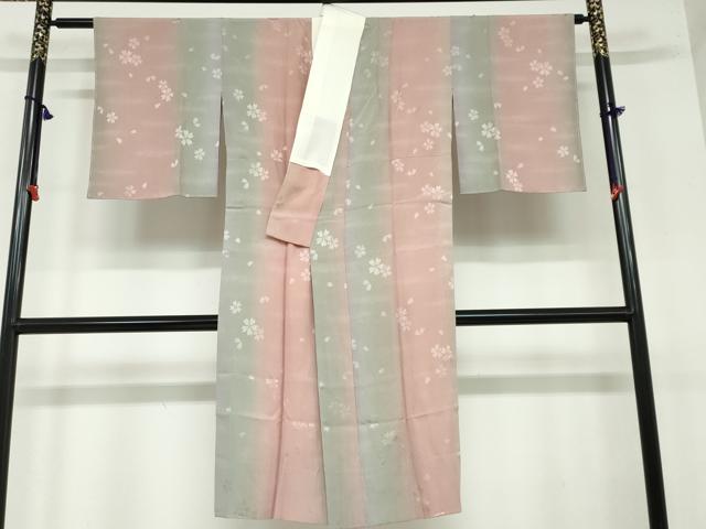 平和屋着物●長襦袢　無双仕立て　舞桜地紋　暈し染め　やまと誂製　正絹　逸品　DAAW5624ud