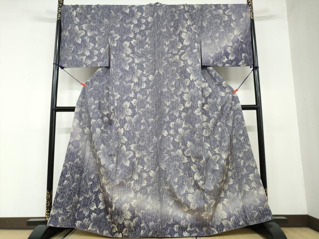 平和屋着物●訪問着　紬地　花織　舞桜文　正絹　逸品　DAAW5637ud