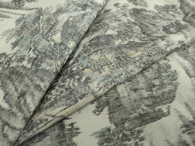 平和屋着物●小千谷紬　風景樹林文　正絹　逸品　DAAW5652ud