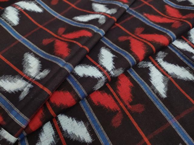 平和屋着物●久留米絣　単衣　舞蝶文　綿　逸品　DAAW5653ud