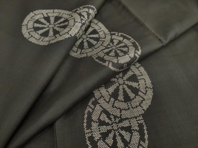 平和屋着物●本場大島紬　7マルキ　地空き　源氏車文　正絹　逸品　DAAW5670ud